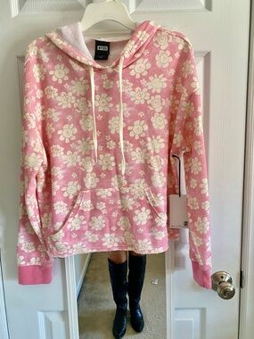Pink Floral Hooded Pullover hot topic